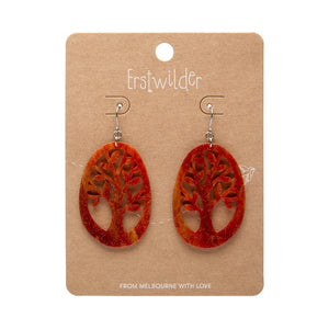 Tree Drop Earrings – Orange  -  Erstwilder Essentials  -  Quirky Resin and Enamel Accessories