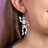 Dancing Skeletons Drop Earrings - White