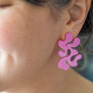 Statement Coral Stud Earrings - Pink  -  Erstwilder Essentials  -  Quirky Resin and Enamel Accessories