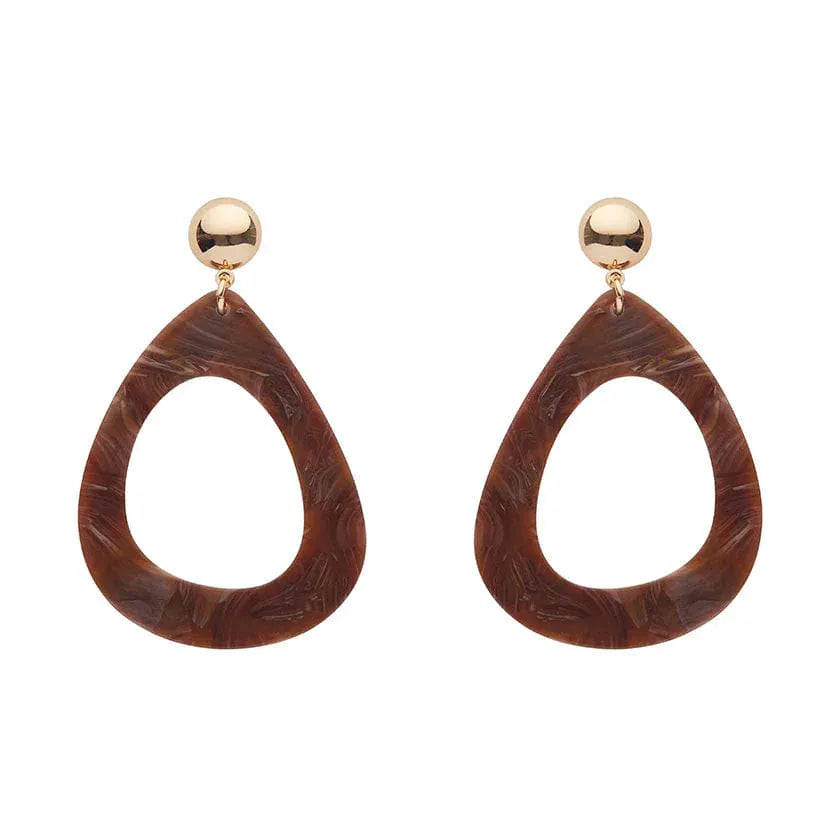 Statement Marble Resin Tear Drop Earrings - Brown  -  Erstwilder Essentials  -  Quirky Resin and Enamel Accessories