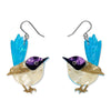 Purple-Crowned Fairy Wren Drop Earrings
