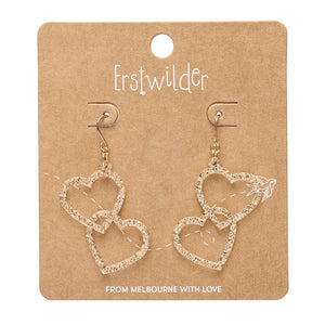 Heart Rings Drop Earrings – Gold  -  Erstwilder Essentials  -  Quirky Resin and Enamel Accessories