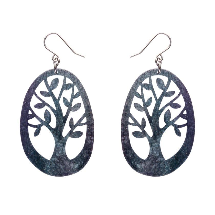 Tree Drop Earrings – Navy  -  Erstwilder Essentials  -  Quirky Resin and Enamel Accessories