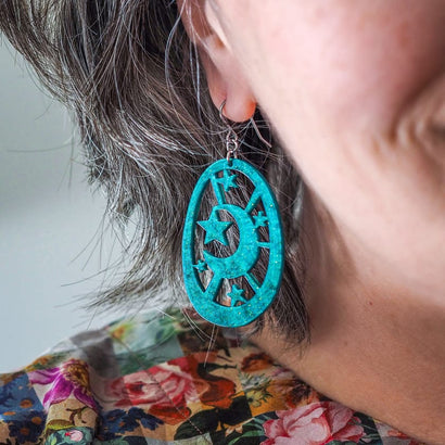 Moonlight Drop Earrings - Green  -  Erstwilder Essentials  -  Quirky Resin and Enamel Accessories