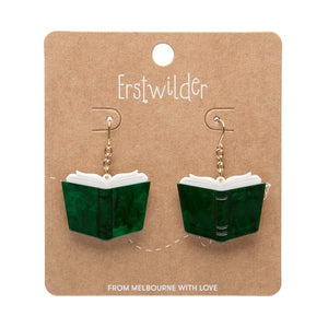 Story Book Drop Earrings - Green  -  Erstwilder Essentials  -  Quirky Resin and Enamel Accessories
