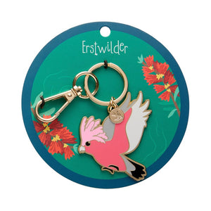Gertie the Galah Enamel Key Ring  -  Erstwilder  -  Quirky Resin and Enamel Accessories