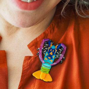 Tropical Rock Lobster Brooch  -  Erstwilder  -  Quirky Resin and Enamel Accessories