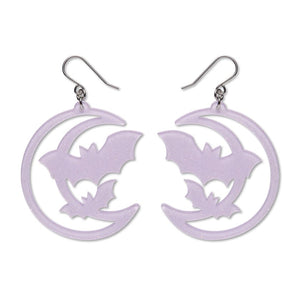 Moon & Bats Drop Earrings - Purple  -  Erstwilder Essentials  -  Quirky Resin and Enamel Accessories