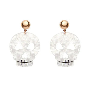 Skull Ripple Statement Earrings - White  -  Erstwilder Essentials  -  Quirky Resin and Enamel Accessories