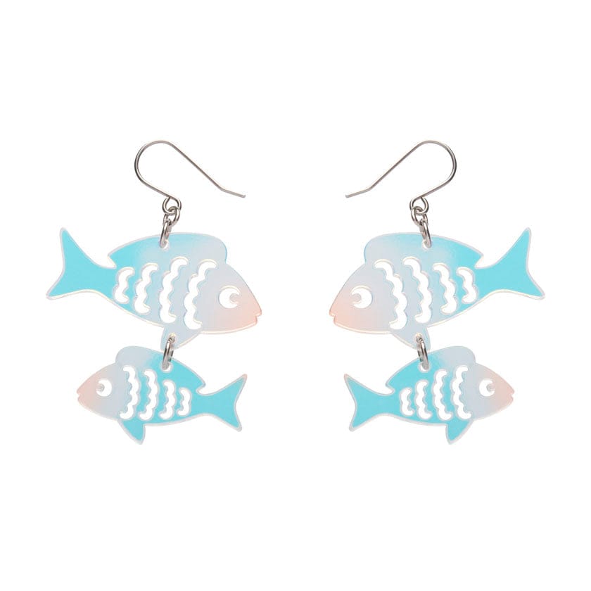 Fish Friends Drop Earrings - Iridescent  -  Erstwilder Essentials  -  Quirky Resin and Enamel Accessories