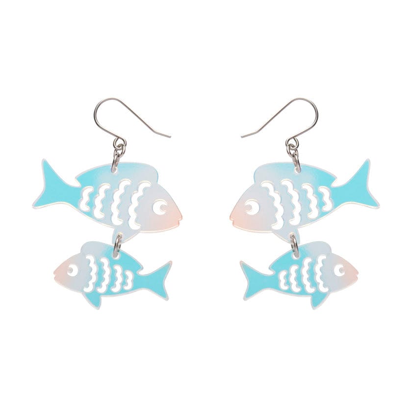 Fish Friends Drop Earrings - Iridescent  -  Erstwilder Essentials  -  Quirky Resin and Enamel Accessories