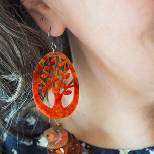 Tree Drop Earrings – Orange  -  Erstwilder Essentials  -  Quirky Resin and Enamel Accessories