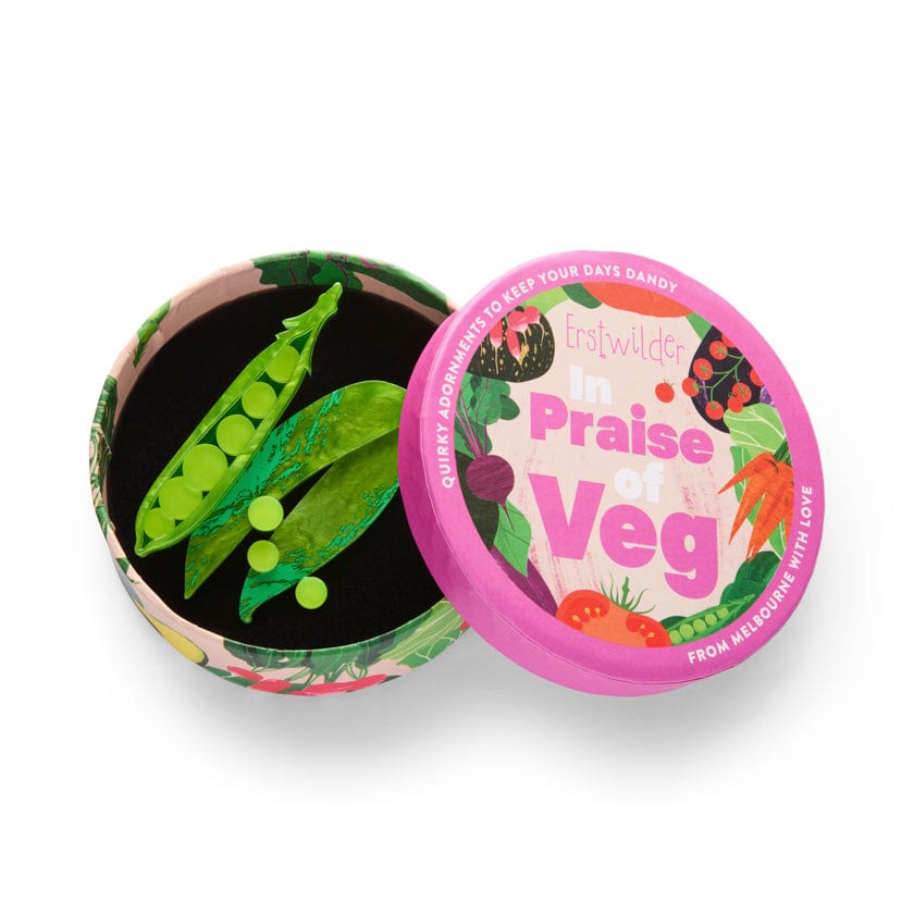 Peas Please Brooch  -  Erstwilder  -  Quirky Resin and Enamel Accessories