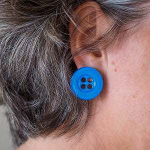 Button Stud Earrings - Blue  -  Erstwilder Essentials  -  Quirky Resin and Enamel Accessories