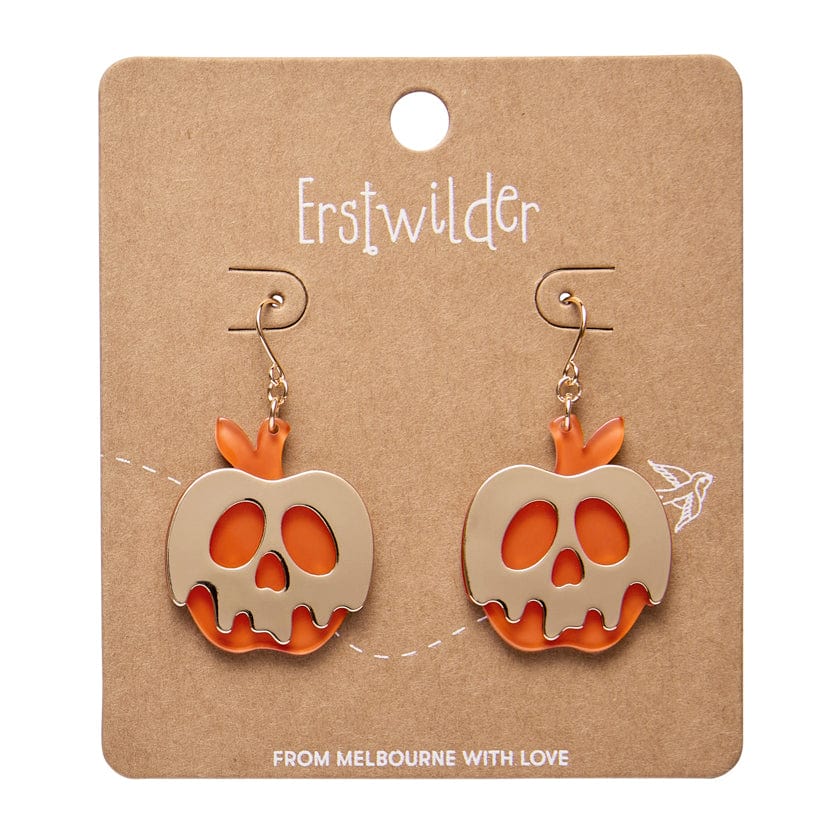 Poison Apple Drop Earrings - Orange and Gold  -  Erstwilder Essentials  -  Quirky Resin and Enamel Accessories