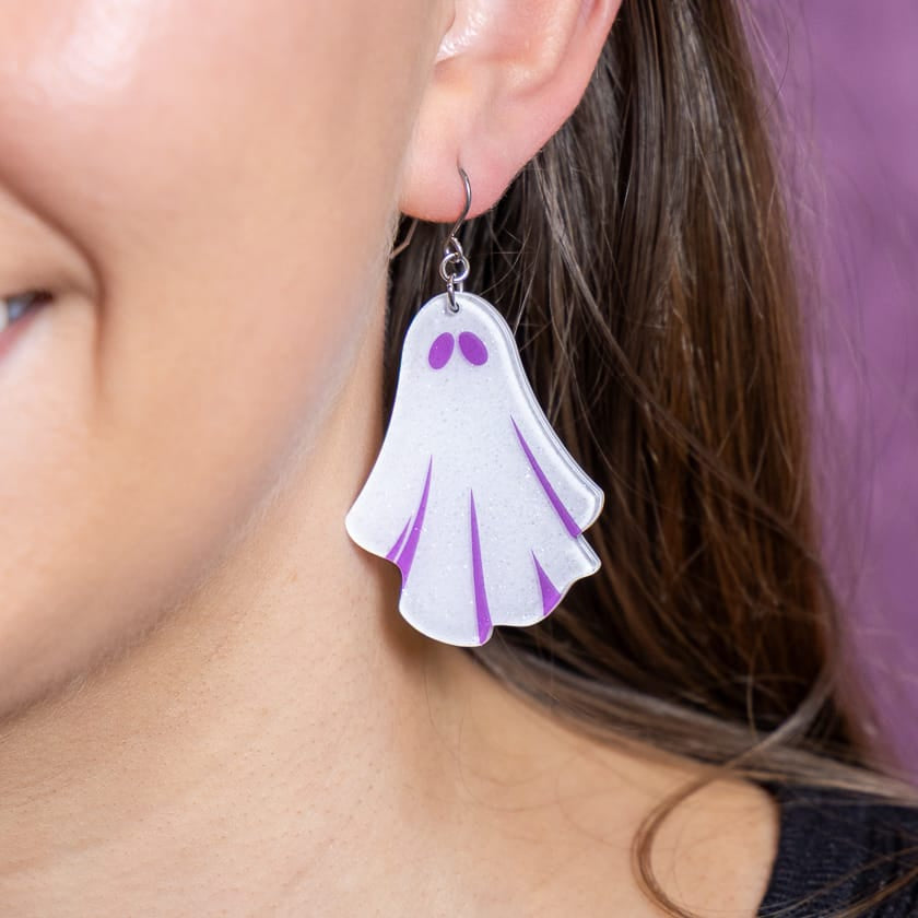 Ghostie Drop Earrings - White  -  Erstwilder Essentials  -  Quirky Resin and Enamel Accessories