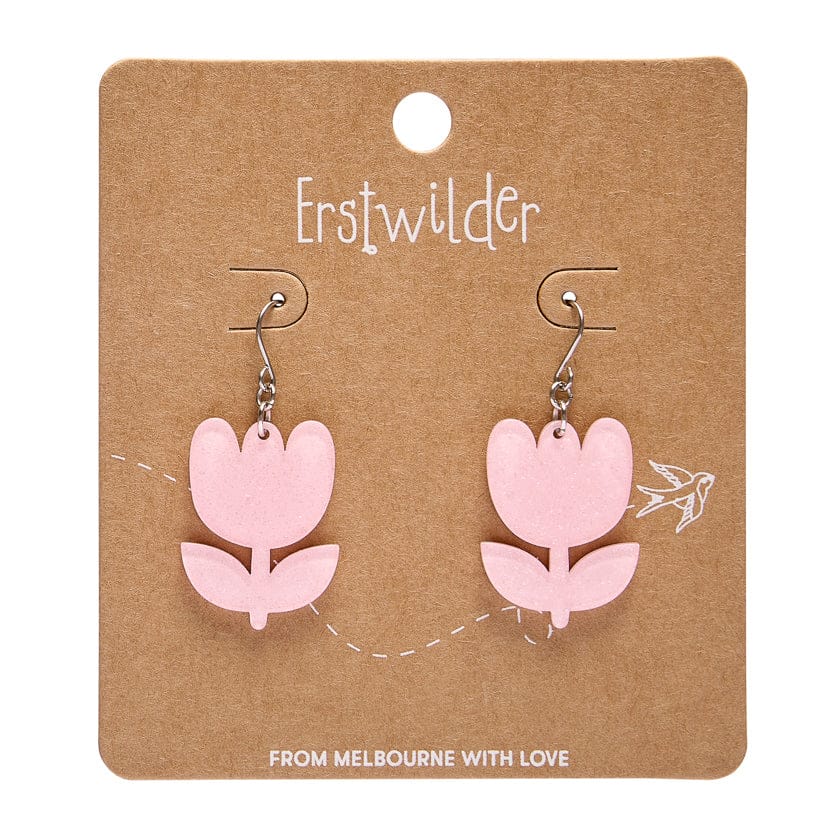 Tulip Drop Earrings - Pink  -  Erstwilder Essentials  -  Quirky Resin and Enamel Accessories