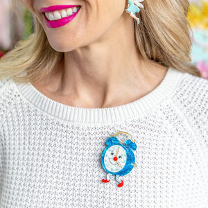 Silky's Clock Brooch  -  Erstwilder  -  Quirky Resin and Enamel Accessories
