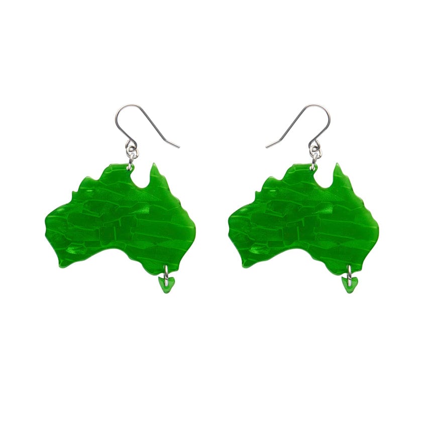 Australia Drop Earrings - Green  -  Erstwilder Essentials  -  Quirky Resin and Enamel Accessories