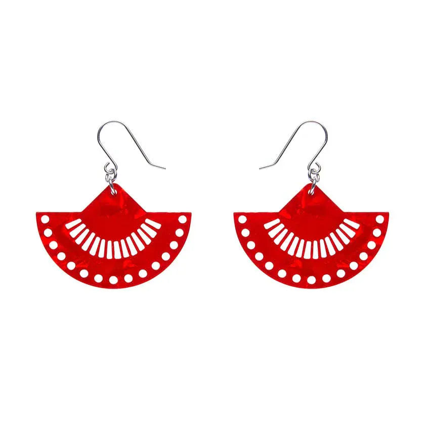 Boho Fan Essential Drop Earrings - Red  -  Erstwilder Essentials  -  Quirky Resin and Enamel Accessories