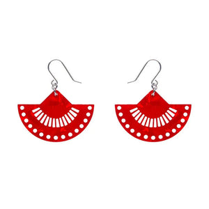 Boho Fan Essential Drop Earrings - Red  -  Erstwilder Essentials  -  Quirky Resin and Enamel Accessories