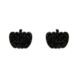Pumpkin Glitter Resin Stud Earrings - Black  -  Erstwilder Essentials  -  Quirky Resin and Enamel Accessories