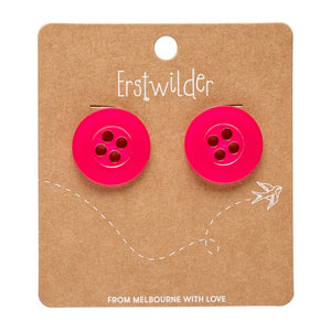 Button Stud Earrings - Pink  -  Erstwilder Essentials  -  Quirky Resin and Enamel Accessories