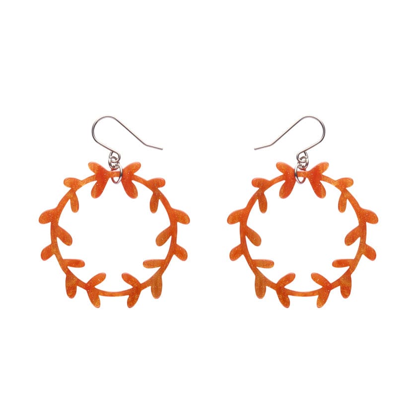 Wreath Drop Earrings – Orange  -  Erstwilder Essentials  -  Quirky Resin and Enamel Accessories