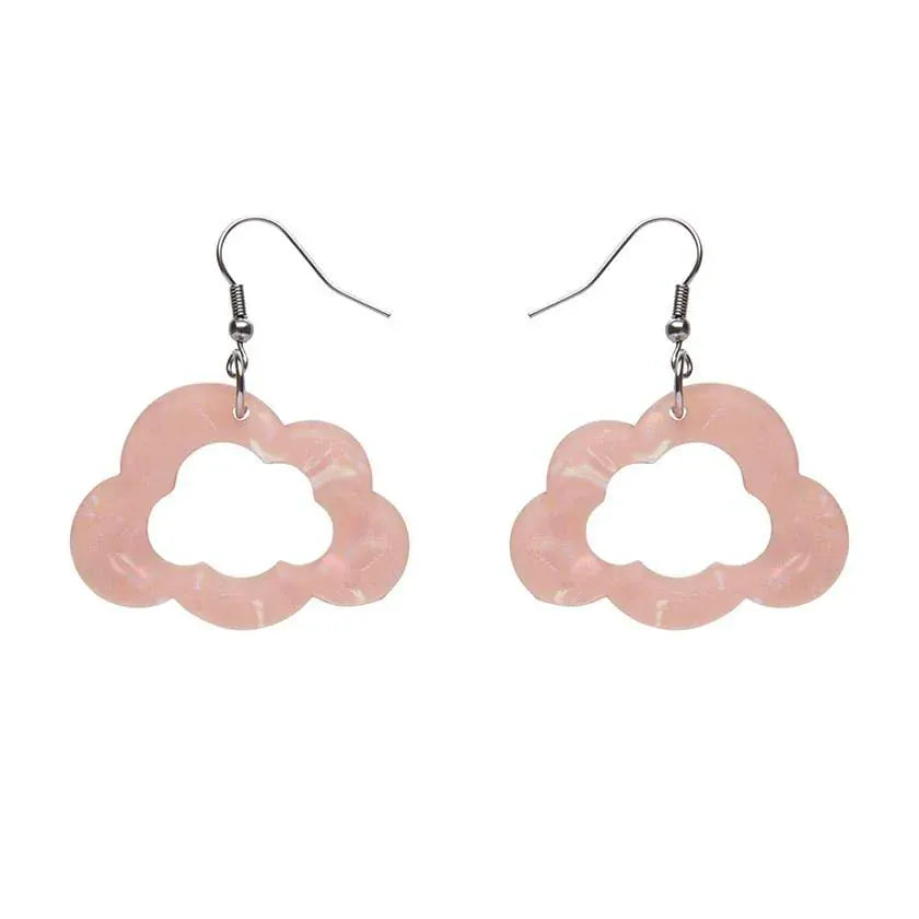 Cloud Solid Glitter Resin Drop Earrings - Pink  -  Erstwilder Essentials  -  Quirky Resin and Enamel Accessories