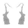Bunny Glitter Resin Drop Earrings - Silver  -  Erstwilder Essentials  -  Quirky Resin and Enamel Accessories