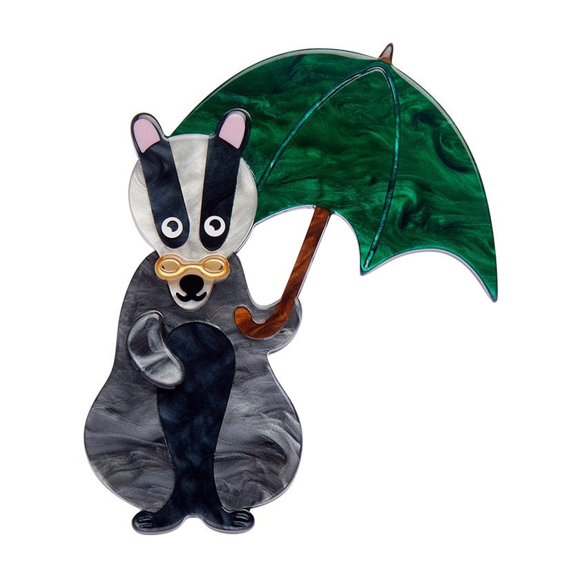 Bill the Badger Brooch (IMPERFECT)  -  Erstwilder  -  Quirky Resin and Enamel Accessories