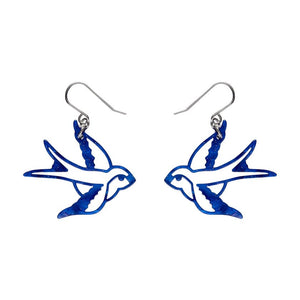 Swallow Drop Earrings - Blue  -  Erstwilder Essentials  -  Quirky Resin and Enamel Accessories