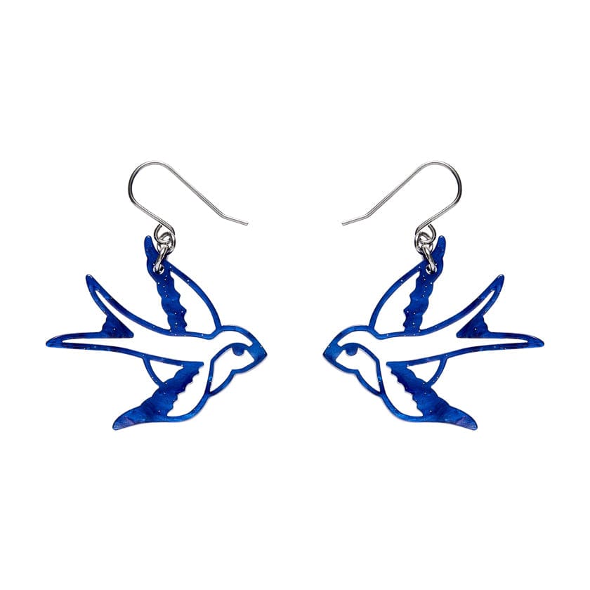 Swallow Drop Earrings - Blue  -  Erstwilder Essentials  -  Quirky Resin and Enamel Accessories