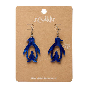 Double Penguin Drop Earrings - Blue  -  Erstwilder Essentials  -  Quirky Resin and Enamel Accessories