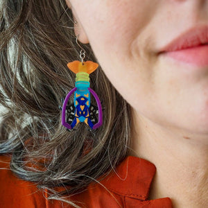 Tropical Rock Lobster Drop Earrings  -  Erstwilder  -  Quirky Resin and Enamel Accessories