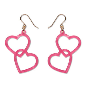 Heart Rings Drop Earrings – Pink  -  Erstwilder Essentials  -  Quirky Resin and Enamel Accessories