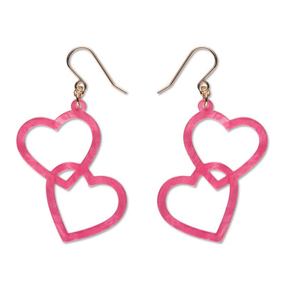 Heart Rings Drop Earrings – Pink  -  Erstwilder Essentials  -  Quirky Resin and Enamel Accessories