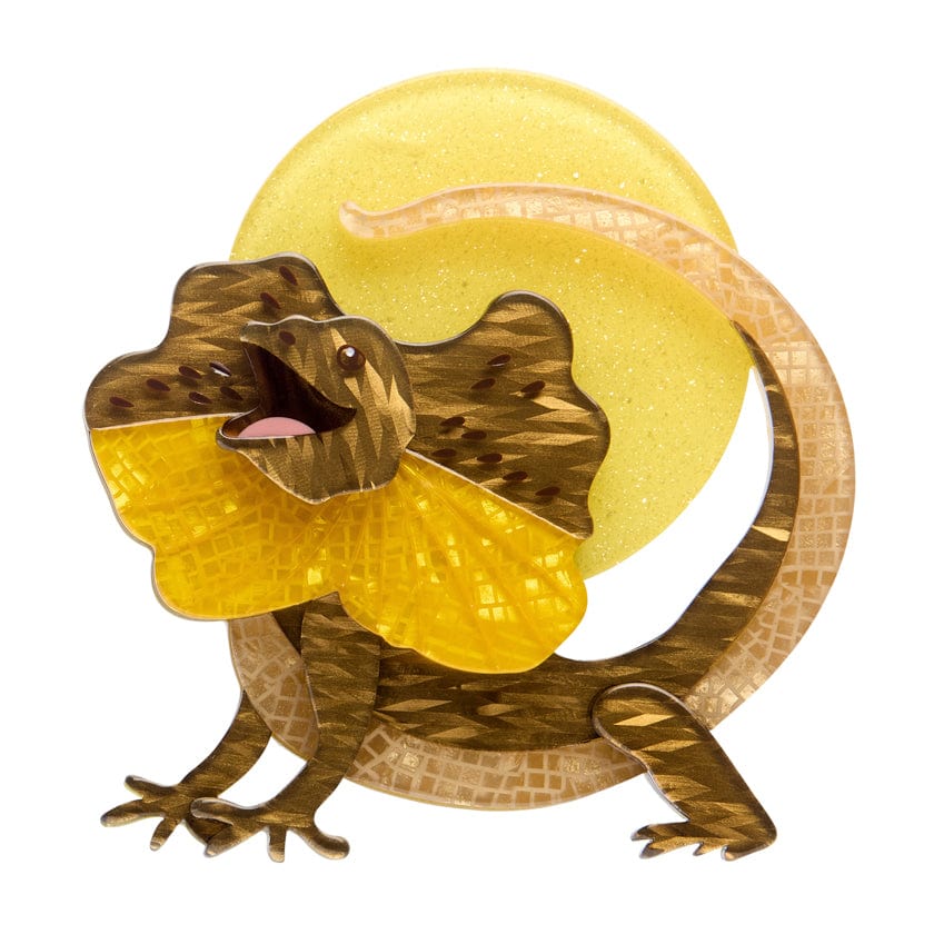 Freddy the Frillneck Lizard Brooch  -  Erstwilder  -  Quirky Resin and Enamel Accessories