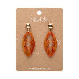 Leaf Drop Earrings – Orange  -  Erstwilder Essentials  -  Quirky Resin and Enamel Accessories