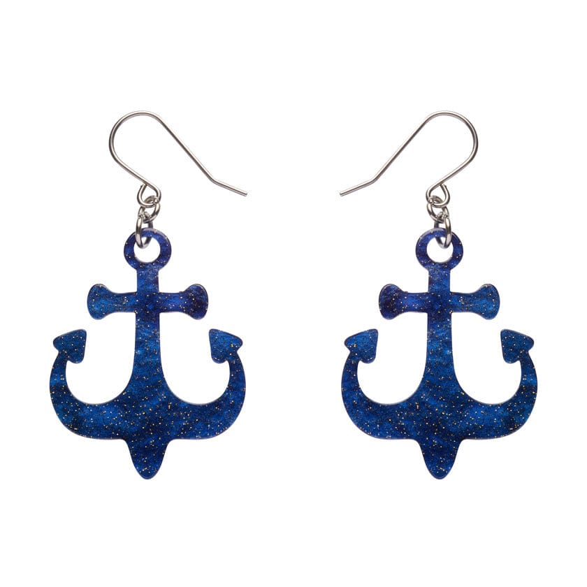 Ship Anchor Drop Earrings - Navy  -  Erstwilder Essentials  -  Quirky Resin and Enamel Accessories
