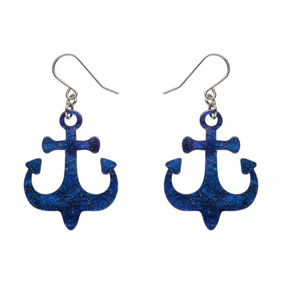 Ship Anchor Drop Earrings - Navy  -  Erstwilder Essentials  -  Quirky Resin and Enamel Accessories