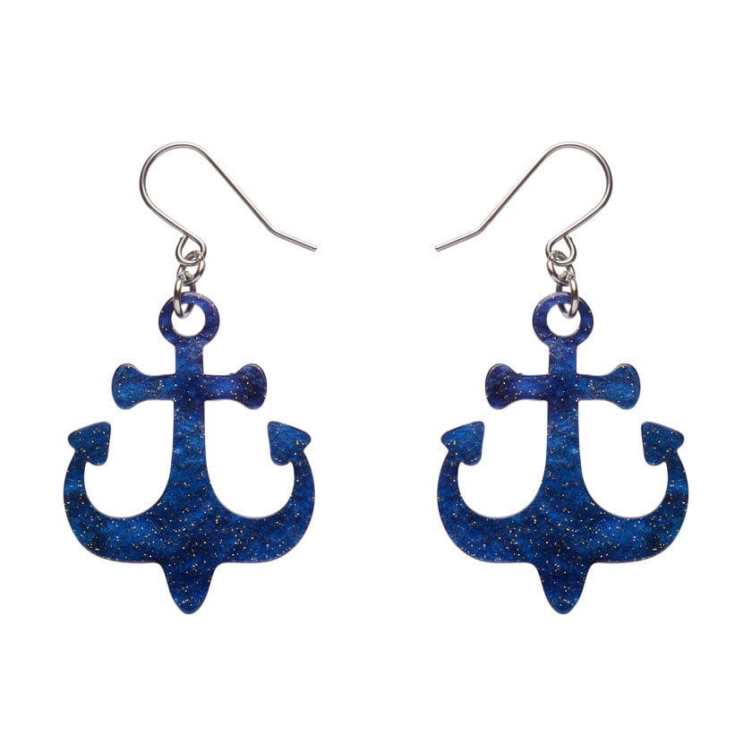 Ship Anchor Drop Earrings - Navy  -  Erstwilder Essentials  -  Quirky Resin and Enamel Accessories