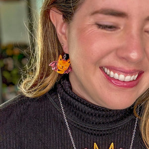Winged Kitty Drop Earrings  -  Erstwilder  -  Quirky Resin and Enamel Accessories