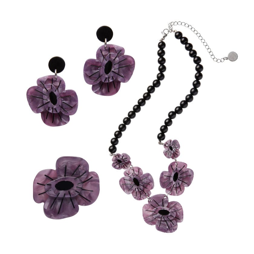 Remembrance Poppy Box - Purple  -  Erstwilder  -  Quirky Resin and Enamel Accessories