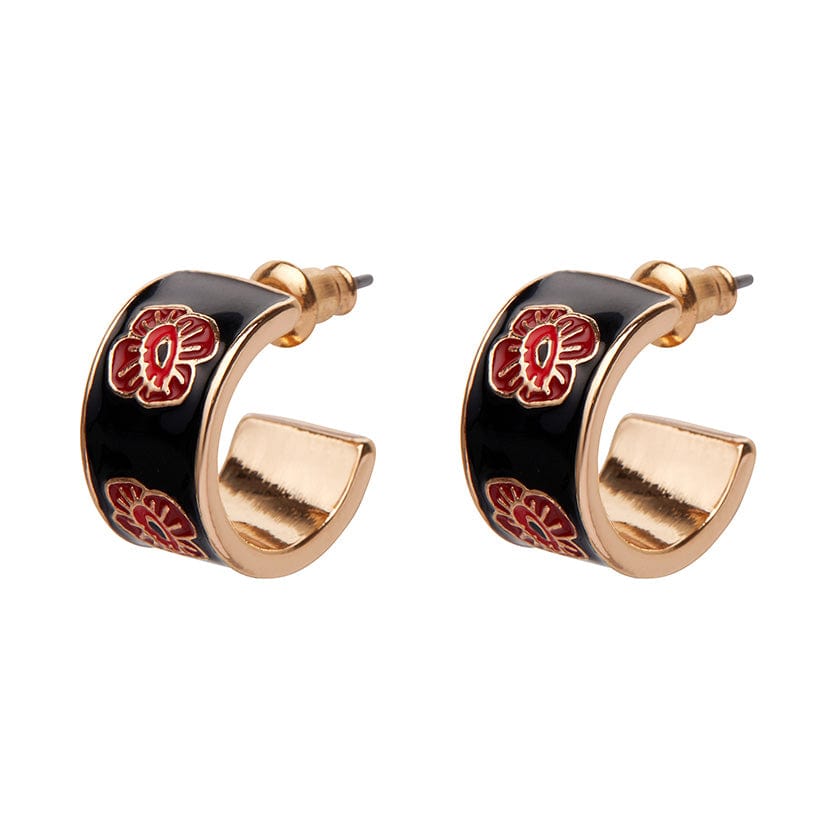 Remembrance Poppy Enamel Huggie Earrings  -  Erstwilder  -  Quirky Resin and Enamel Accessories