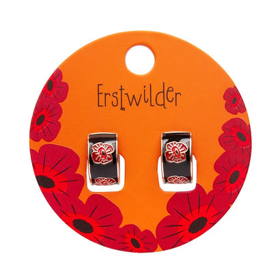 Remembrance Poppy Enamel Huggie Earrings  -  Erstwilder  -  Quirky Resin and Enamel Accessories