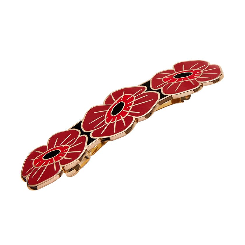 Remembrance Poppy Enamel Hair Barrette  -  Erstwilder  -  Quirky Resin and Enamel Accessories