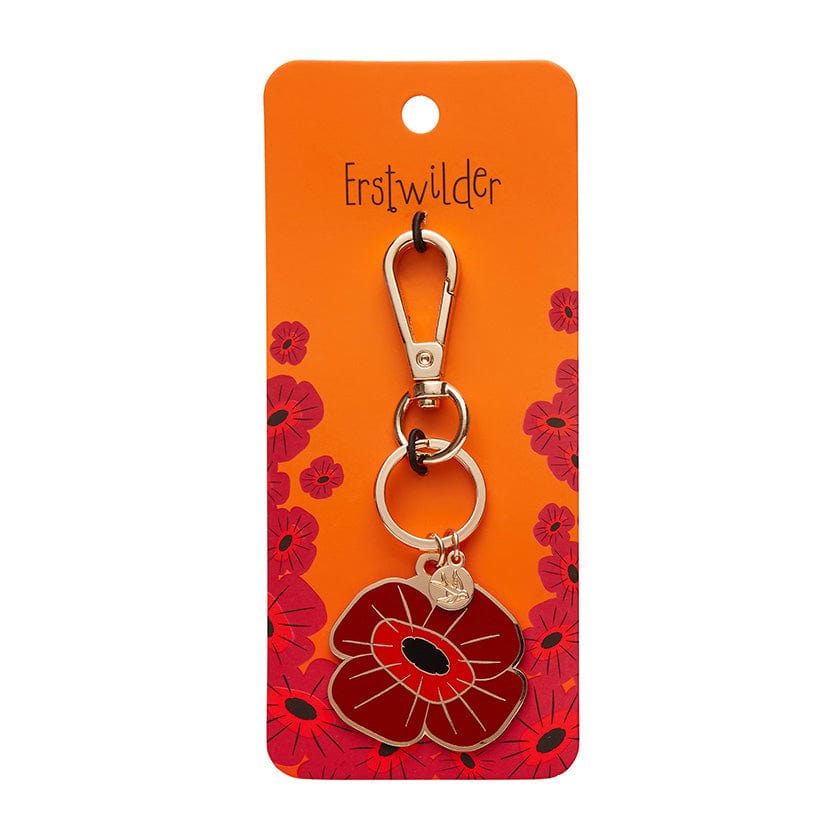 Remembrance Poppy Enamel Keyring  -  Erstwilder  -  Quirky Resin and Enamel Accessories