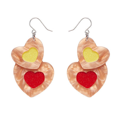 Lolly Heart Cookies Drop Earrings (IMPERFECT)  -  Erstwilder  -  Quirky Resin and Enamel Accessories