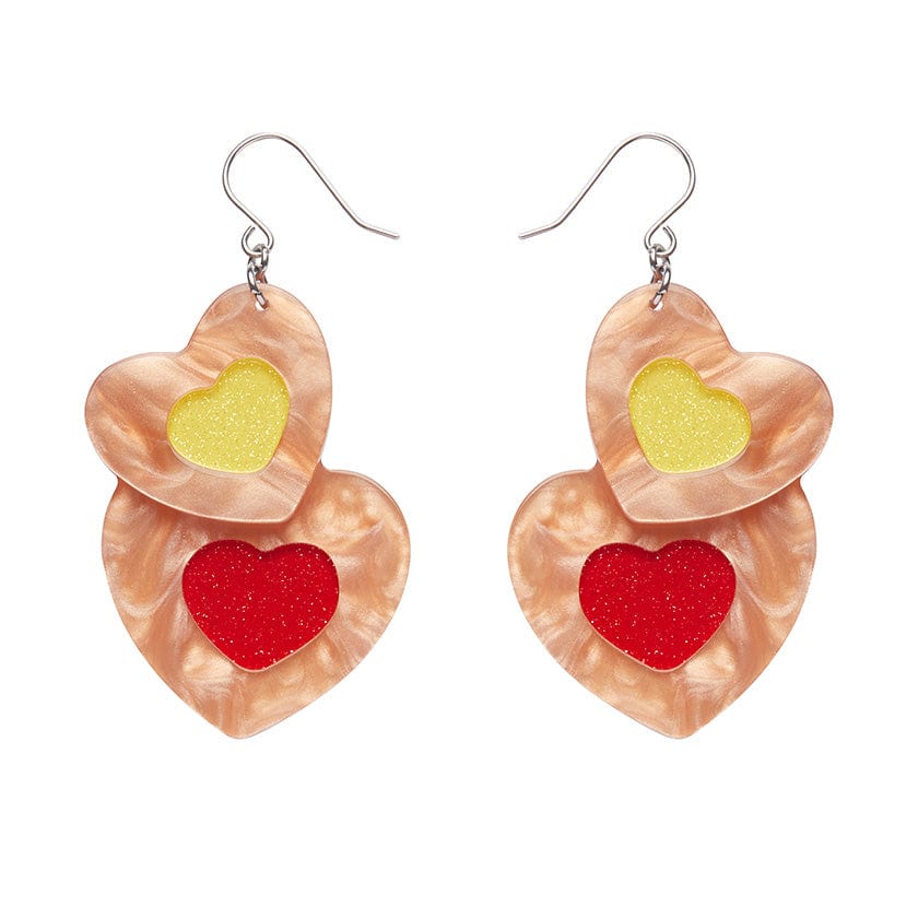 Lolly Heart Cookies Drop Earrings (IMPERFECT)  -  Erstwilder  -  Quirky Resin and Enamel Accessories